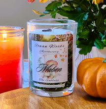 Load image into Gallery viewer, Mabon Sabbat Soy Candle 12 oz Elegant Rowan Woods Collection Druid Awen Witchy 2nd Harvest of Fruit &amp; Trees Festival Autumnal Equinox Apple