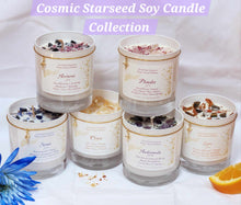 Load image into Gallery viewer, Cosmic Starseed Soy Candles ~ Andromeda Pleiades Lyra Orion Sirius Arcturus ~ 6 Beautiful Options ~ Gems &amp; Herbs