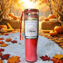 Load image into Gallery viewer, Mabon Autumnal Equinox Sabbat Candle, Druid Witch Altar, Second Harvest, Cinnamon Apple Garnet Anise, Abundance