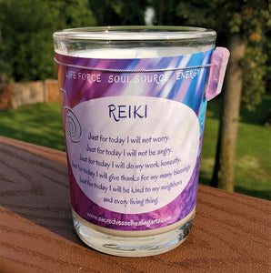 REIKI Principles Soy Jar Candle LG 3x4" Auralite23 & Quartz ~ Pear Tonka Bean ~ Teachers Practitioners Students Clients