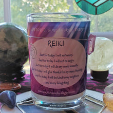 Load image into Gallery viewer, REIKI Principles Soy Jar Candle LG 3x4&quot; Auralite23 &amp; Quartz ~ Pear Tonka Bean ~ Teachers Practitioners Students Clients