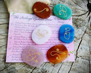 Engraved Archangel Guidance Stones Set of 6 Mixed Gem ~ Author Exclusive