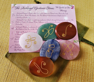 Archangel Guidance Stones Engraved Set of 6 Mixed Gem~ Clearance~ Author Exclusive