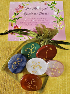 Archangel Guidance Stones Engraved Set of 6 Mixed Gem~ Clearance~ Author Exclusive