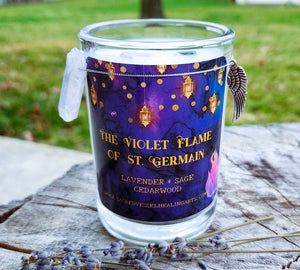 Violet Flame Special Edition Soy LG 3"x4" Jar Candle~Ascension~St. Germain~ Encourage Hope