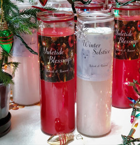 YULETIDE or WINTER SOLSTICE Jar Vigil Candle w/Herbs/Gemstones~ Choice
