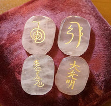 Load image into Gallery viewer, Precision Engraved Reiki Symbol Stones w/pouch One (1) Set Your Choice~Real Gems
