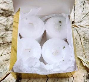 White Sage Box of 4 Votive Candles Natural Cleansing Clearing Purifying